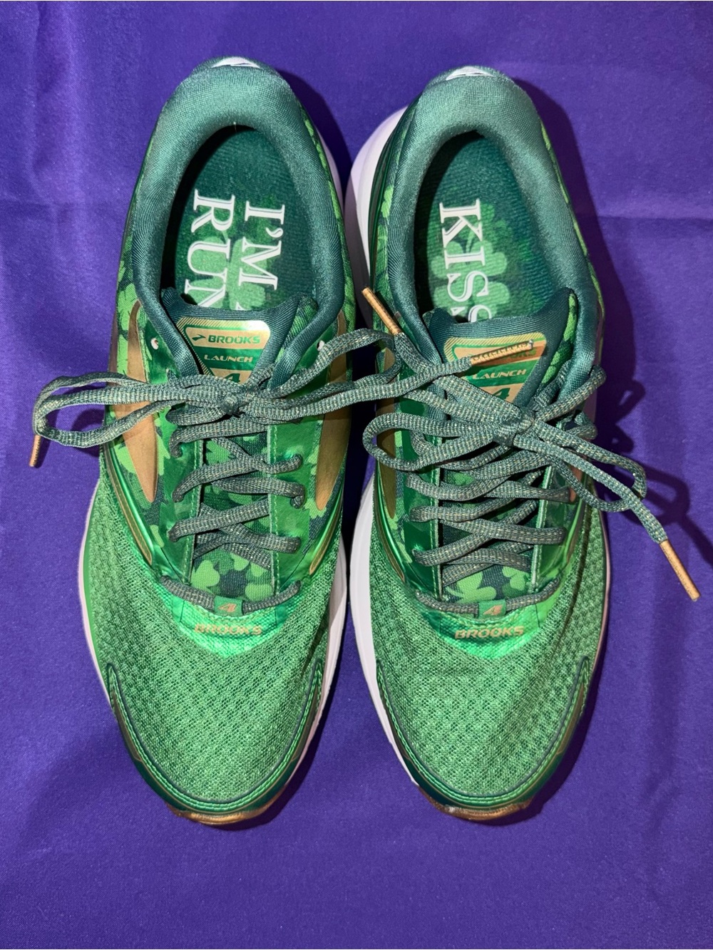 Brooks Launch 4 Women’s St. Patrick’s Day Green Shamrock Running Shoes Size 10.5
